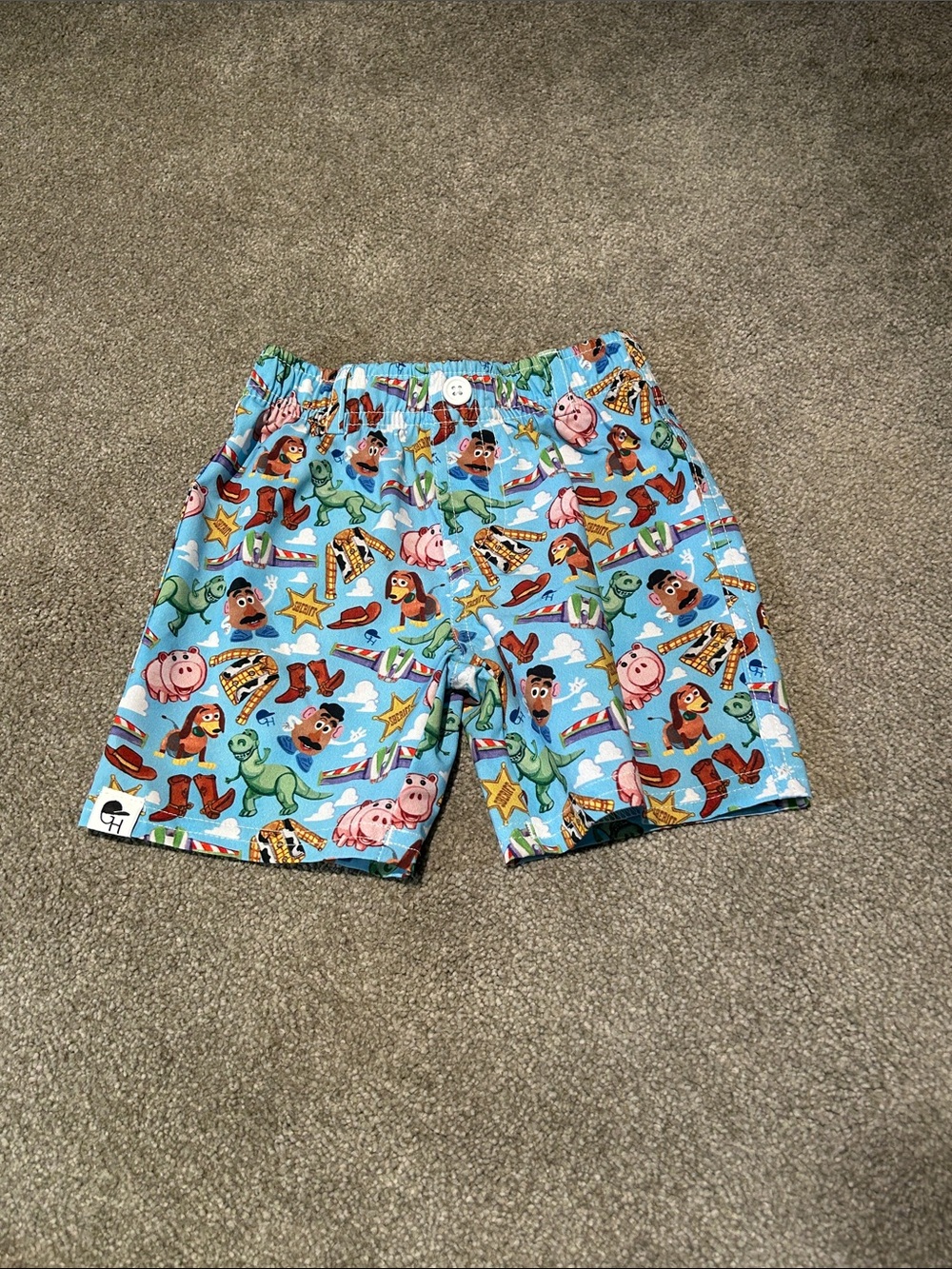 Kids Light Blue Character-Print Swim Shorts
